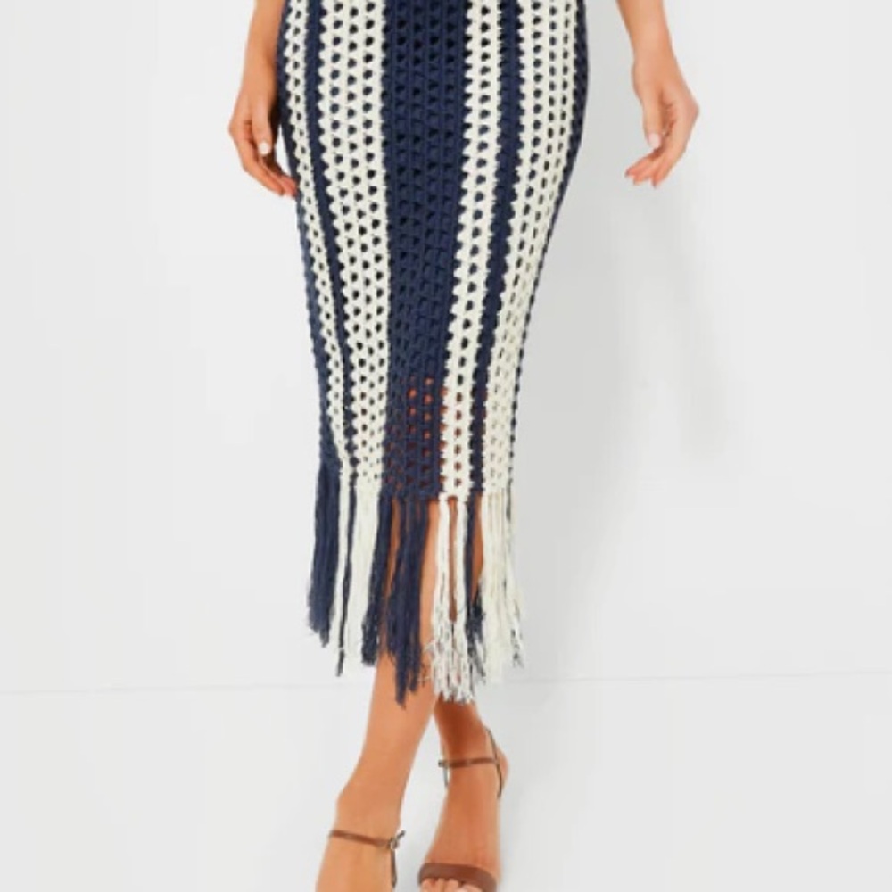 Navy and Ivory Crochet Skirt